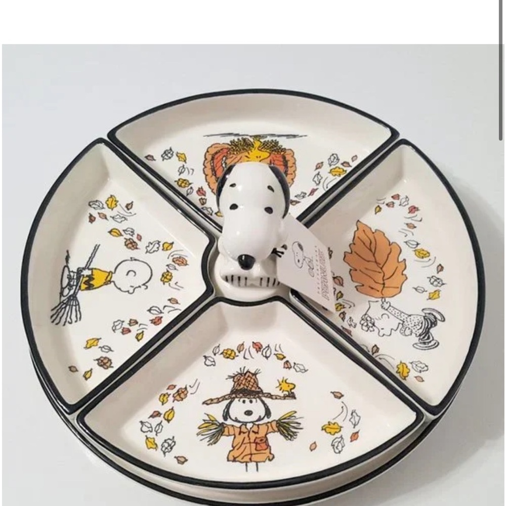 ****IN SEARCH OF Pottery Barn Snoopy Fall Divided Plate Set